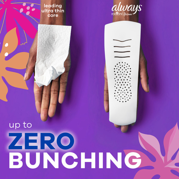 Always Radiant Heavy Flow Sanitary Pads Light Clean Scent With Wings, Size 2 - Image 5