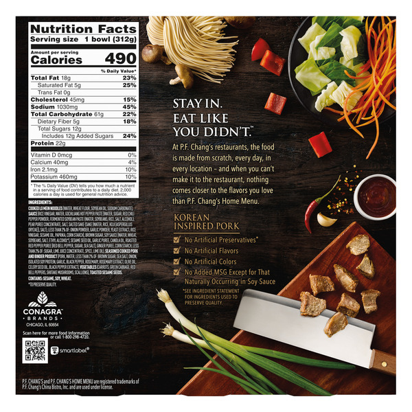 P.F. Chang's Home Menu Korean Inspired Pork Noodle Bowl, Frozen Meal - Image 6