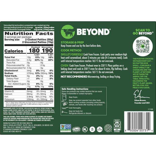 Beyond Meat Beyond Breakfast Sausage, Plant-Based Breakfast Patties, Spicy - Image 4