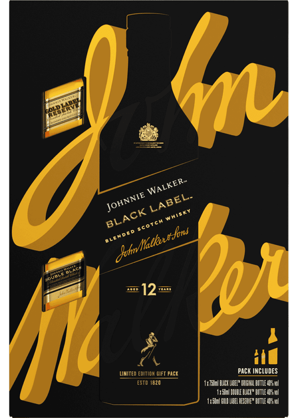 Johnnie Walker Black w 2 50mls Gift