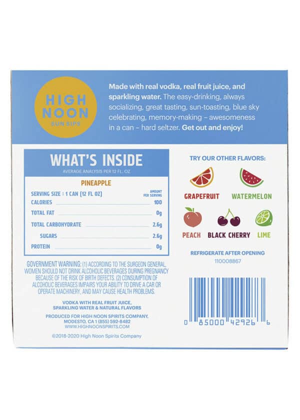 High Noon Hard Seltzer Vodka Pineapple - Image 3