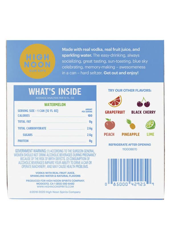 High Noon Hard Seltzer Vodka Watermelon - Image 3