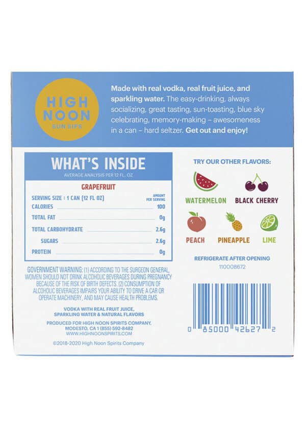 High Noon Hard Seltzer Vodka Grapefruit - Image 3