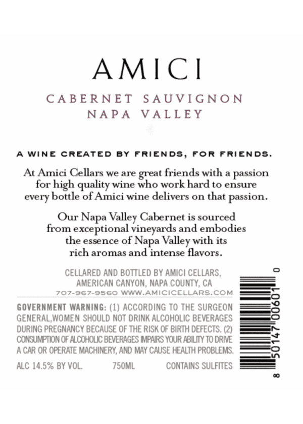 Amici Cabernet Sauvignon Napa, 2021 - Image 2