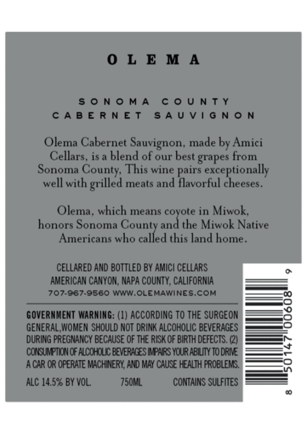 Olema Cabernet Sauvignon Sonoma County, 2021 - Image 2