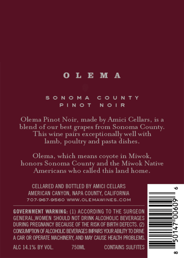 Olema Pinot Noir Sonoma County, 2021 - Image 2