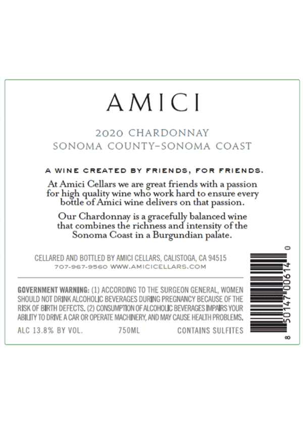 Amici Chardonnay Sonoma Coast, 2022 - Image 2