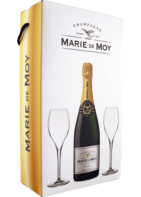 Marie de Moy Grand Cru gift with 2 glasses