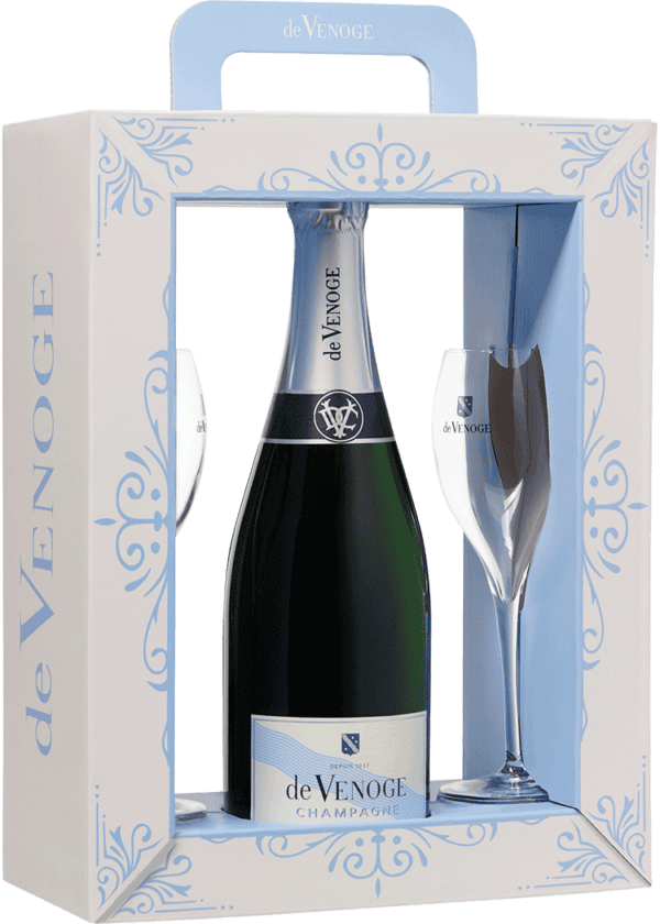 De Venoge Cordon Bleu Brut Select Gift w/ 2 Glasses